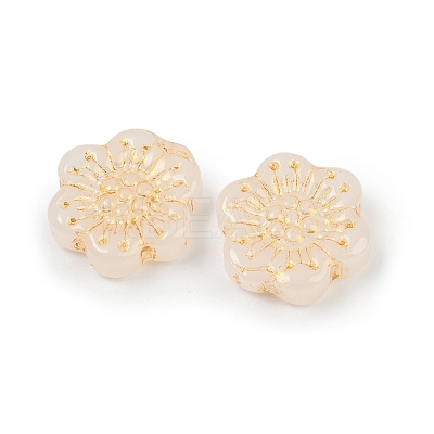 Baking Paint and Golden Metal Enlaced Glass Beads DGLA-T004-09L-1