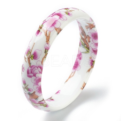 Fashion Women's Printed Porcelain Bangles BJEW-J184-01-1