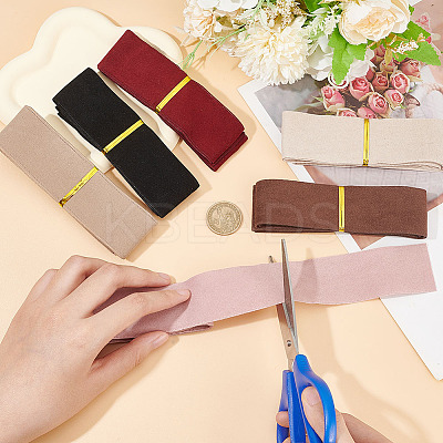 6Pcs 6 Colors Flat Faux Suede Fabric Ribbons OCOR-BC0006-14A-1
