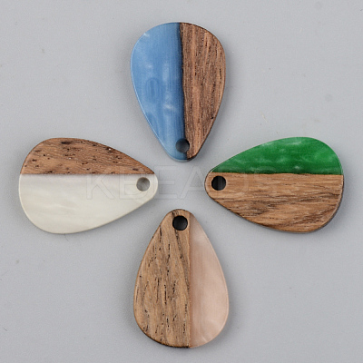 Opaque Resin & Walnut Wood Pendants RESI-S389-027A-C-1