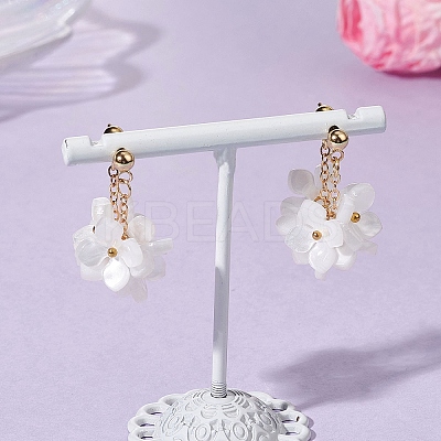 Flower Brass Resin Dangle Stud Earrings EJEW-TA00778-03-1