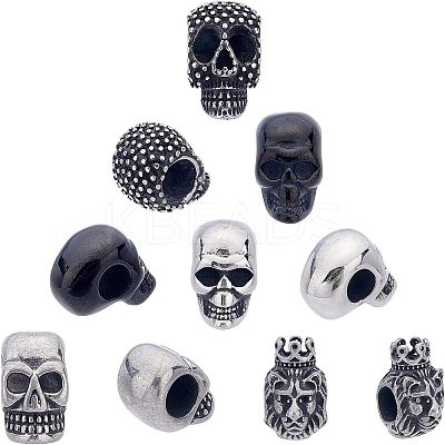 10Pcs 5 Style 304 Stainless Steel European Beads OPDL-UN0001-04-1