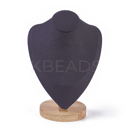 Microfiber Wooden Necklace Displays NDIS-O008-03B-M-1