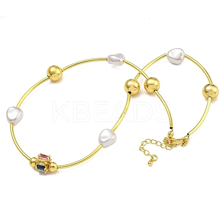 Rack Plating Brass Colorful Cubic Zirconia Link Chain Necklaces for Women NJEW-C059-06G-1