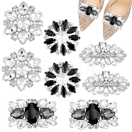 8Pcs 4 Styles Brass Rhinestone Shoe Decorations AJEW-GA0006-98-1