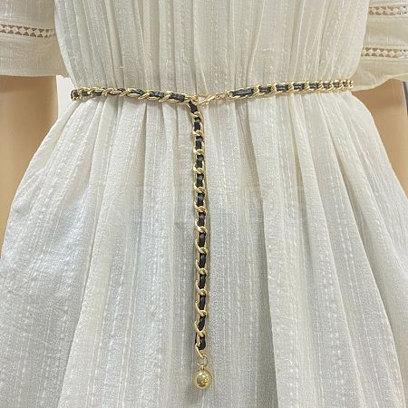 Alloy PU Leather Braided Waist Chains for Woman WGB955C-01-1