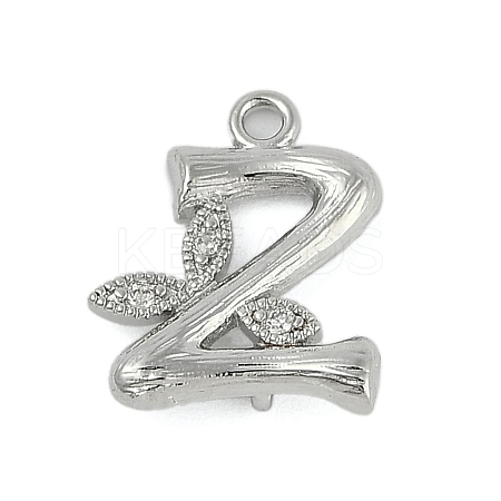 Brass Crystal Rhinestone Letter Links Connector Charms KK-S395-06P-Z-1