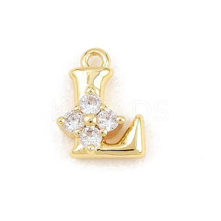Brass Micro Pave Clear Cubic Zirconia Charms KK-Z151-18G-L-1