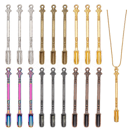 18Pcs 6 Colors Zinc Alloy Snuff Spoon AJEW-NB0006-13-1