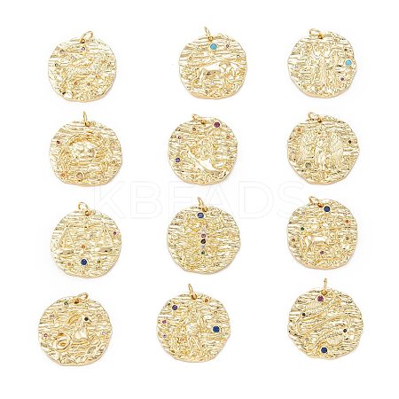 Brass Micro Pave Cubic Zirconia Pendants ZIRC-J040-45G-1