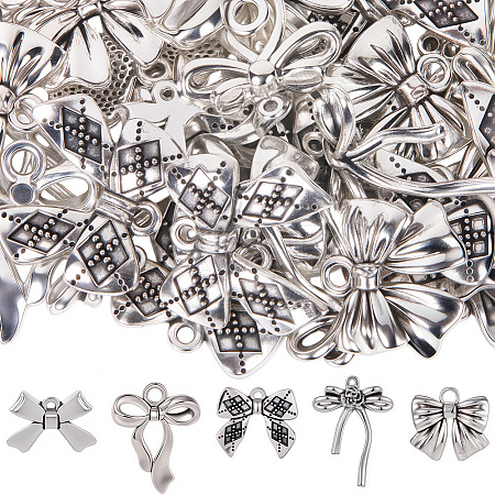 50Pcs 5 Styles Tibetan Style Alloy Charms FIND-SC0016-15-1