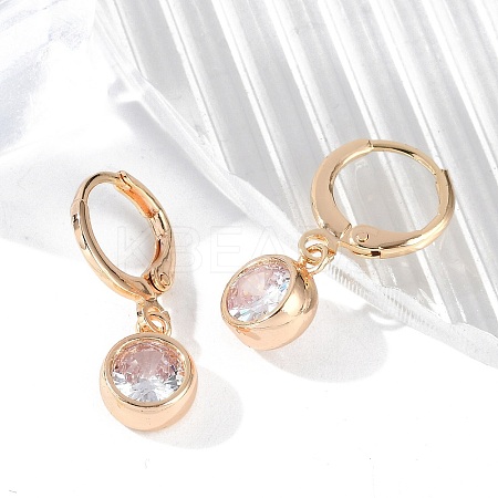 Brass Micro Pave Clear Cubic Zirconia Leverback Earrings EJEW-K300-05G-1