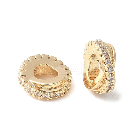 Brass Micro Pave Clear Cubic Zirconia Spacer Beads KK-A253-19G-1
