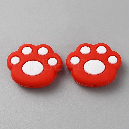 Paw Print Food Grade Eco-Friendly Silicone Focal Beads SIL-SZC0003-06H-1
