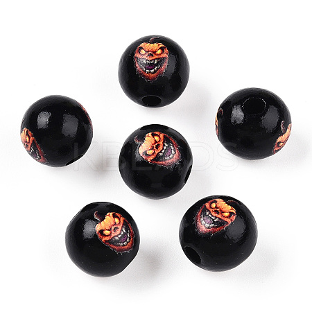 Halloween Theme Wood European Beads WOOD-N016-04E-1