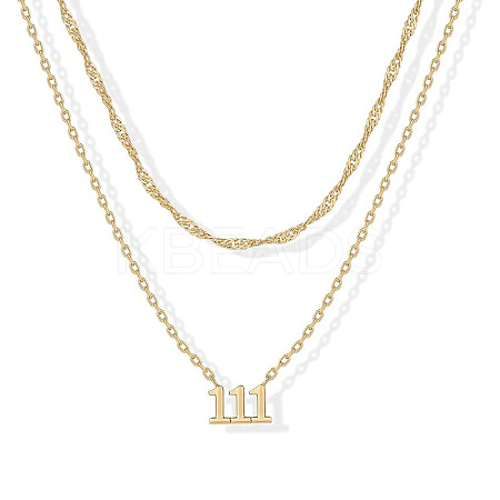 304 Stainless Steel Figure Pendant Double Layer Necklaces for Women FS-WGF1C2D-01-1