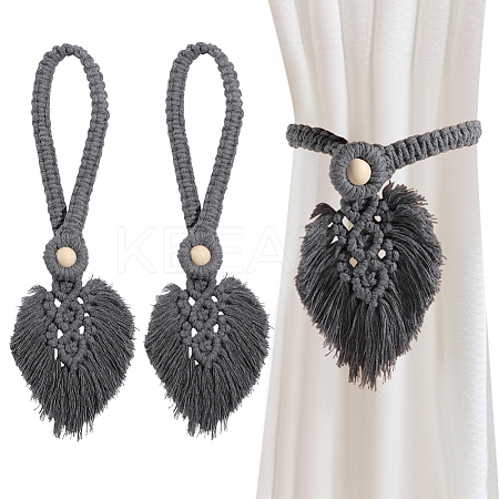 2Pcs Handmade Macrame Leaf Curtain Tiebacks AJEW-CN0003-65C-1