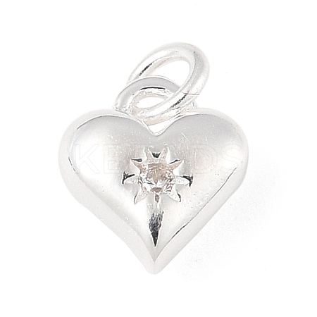925 Sterling Silver Micro Pave Clear Cubic Zirconia Heart Charms STER-R013-15S-1