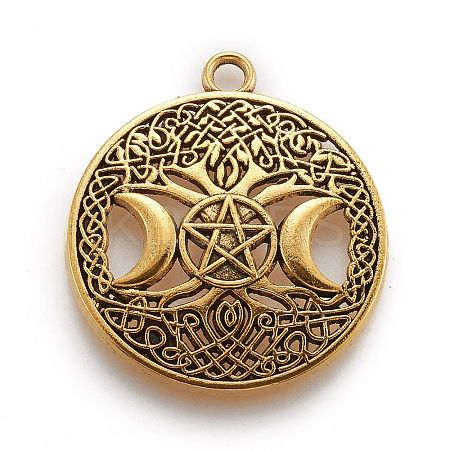 Tibetan Style Hollow Alloy Pendants LS-TIBEP-F075-01AG-RS-1