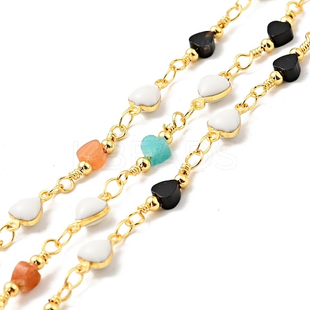 Natural Mixed Gemstone Heart Beaded Chains CHC-C025-08G-1
