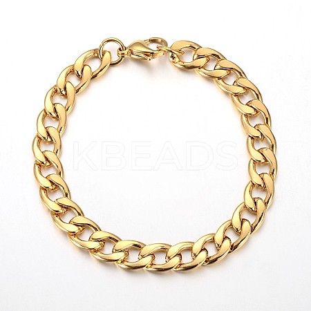 304 Stainless Steel Cuban Link Chain Bracelets STAS-O054-08-1