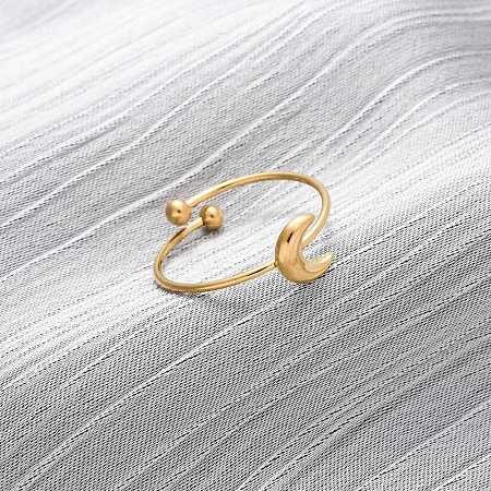 304 Stainless Steel Open Cuff Ring for Women RJEW-A071-01A-G-1