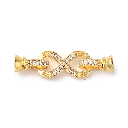 Rack Plating Brass Micro Pave Cubic Zirconia Fold Over Clasps KK-K377-12G-1