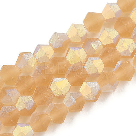 Imitate Austrian Crystal Bicone Frosted Glass Beads Strands EGLA-A039-T4mm-MB18-1