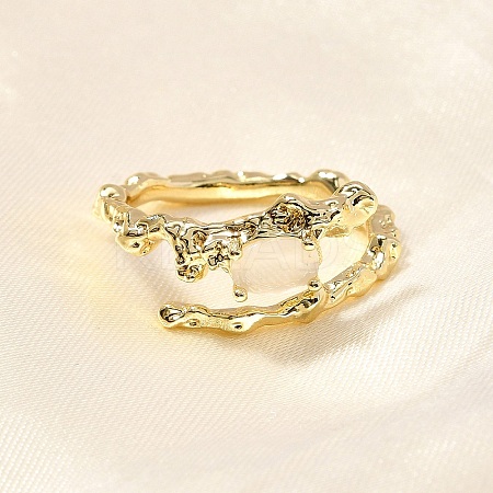 Oval Brass Cat Eye Cuff Rings for Women RJEW-U042-01G-01-1