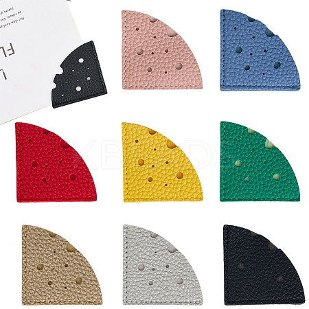 16Pcs 8 Colors PU Leather Fan Bookmarks AJEW-CL0001-23-1