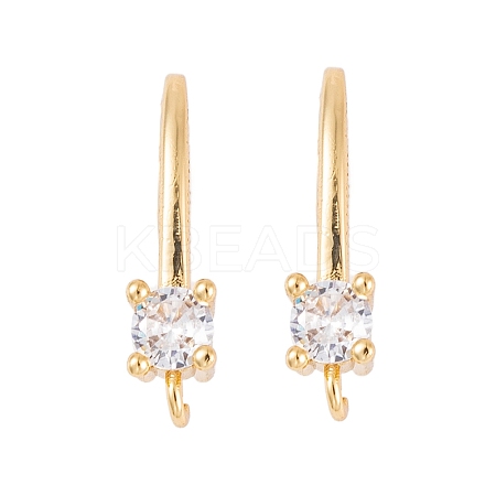 Rack Plating Brass Cubic Zirconia Earring Hooks KK-S374-05G-07-1