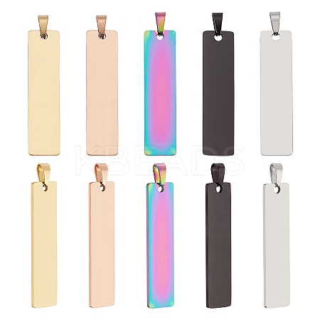 10Pcs 5 Colors PVD Vacuum Plating 304 Stainless Steel Pendants STAS-UN0018-33-1