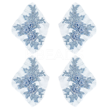 Flower Shape Polyester Embroidery Sew on Flower Appliques DIY-WH20032-60B-1