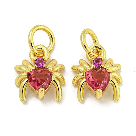 Rack Plating Brass Micro Pave Cubic Zirconia Spider Charms ZIRC-I065-02A-1