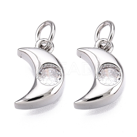 Brass Micro Pave Cubic Zirconia Charms KK-E068-VB229-B-1