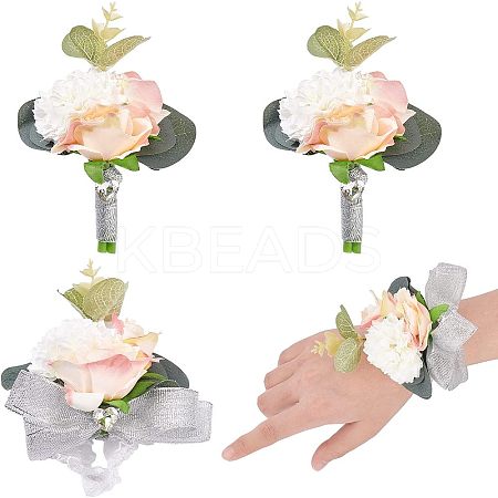 4pcs 2 Style Silk Ribbon Wrist Corsage AJEW-CA0002-74-1