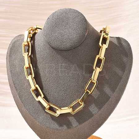 304 Stainless Steel Paperclip Chain Necklaces for Women Men NJEW-A033-02G-1