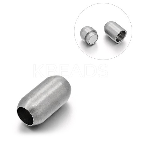 Tarnish Resistant Matte 304 Stainless Steel Barrel Magnetic Clasps with Glue-in Ends LS-STAS-E089-06C-1