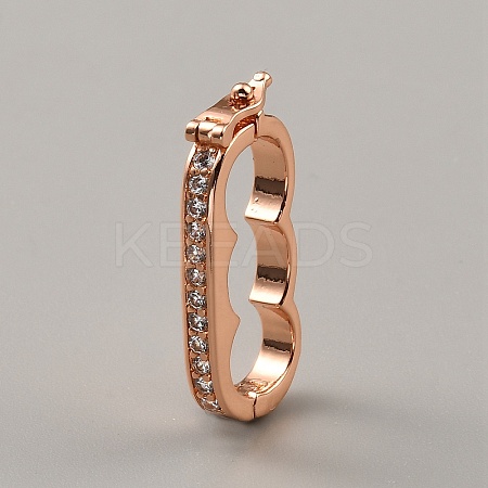 Brass Micro Pave Clear Cubic Zirconia Peanut Enhancer Clasps FIND-WH0139-238RG-1