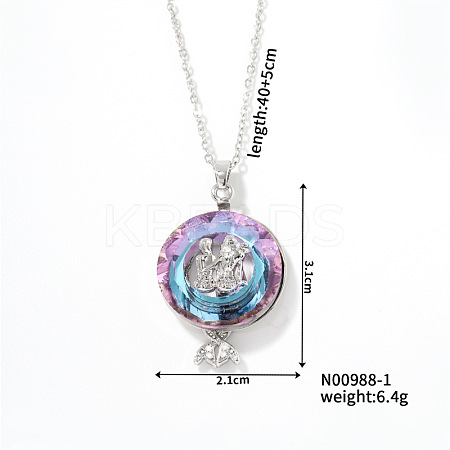 Exquisite vintage mermaid pendant necklace with colorful crystals and hollow design. OS1205-1-1