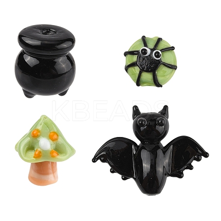 8Pcs 4 Styles Halloween Themed Handmade Lampwork Beads Sets LAMP-YW0001-64-1