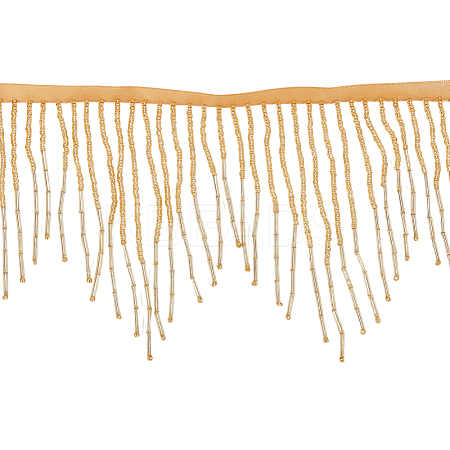 1.8 Yards Glass Beads Fringe Tassel Lace Trim Ribbon OCOR-OC0001-70D-1