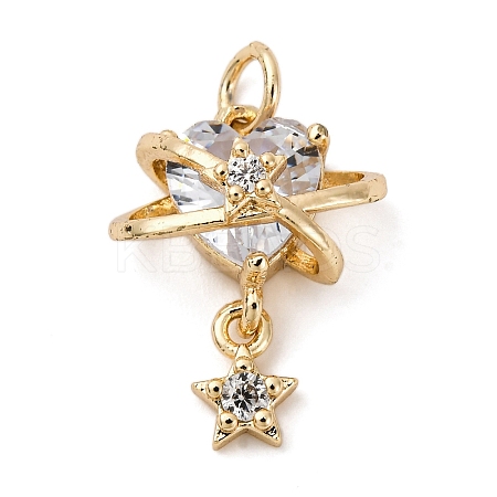Brass Cubic Zirconium Pendants KK-D378-10KCG-1