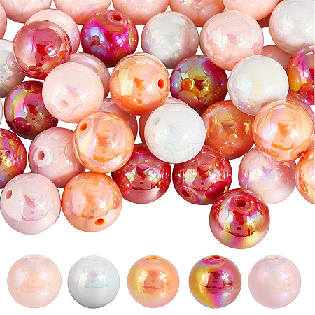 50Pcs 5 Colors Opaque Acrylic Beads Sets MACR-SP0001-58B-1