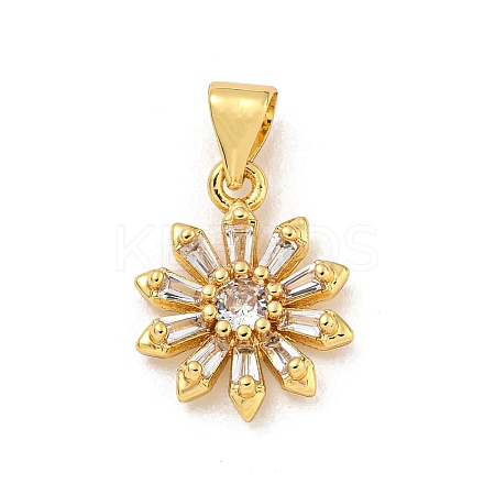 Rack Plating Brass Micro Pave Cubic Zirconia Pendants KK-G513-02G-1
