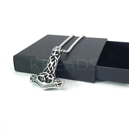 Stainless Steel Viking Knot Hammer Pendant Men's Necklaces EF3449-1