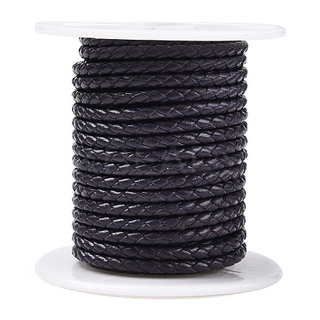 Braided Cowhide Leather Cord NWIR-N005-01G-3mm-1