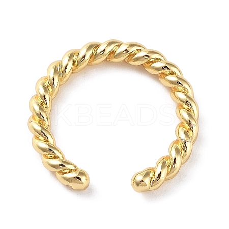 Rack Plating Brass Twist Rope Shape Open Cuff Rings for Women X-RJEW-Q777-01G-1