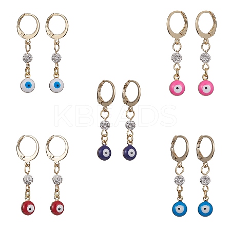 Brass Enamel Evil Eye Hoop Earrings EJEW-JE05292-1