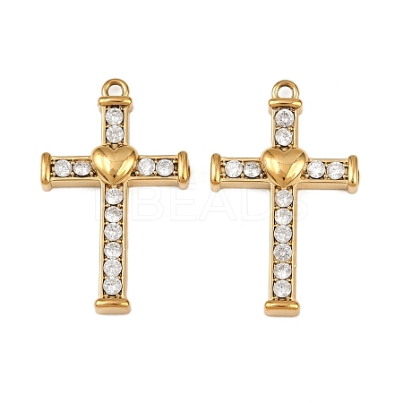 304 Stainless Steel Micro Pave Cubic Zirconia Pendants STAS-A132-04C-G-1
